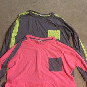 Two long sleeve vs pink shirts